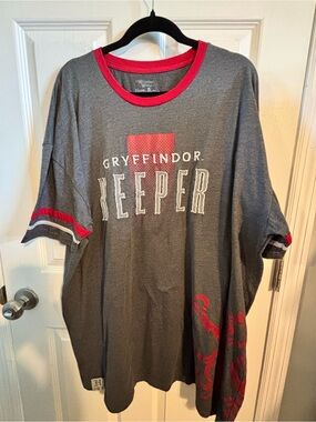 😍Gryffindor Harry Potter Women's Gray & Red Ringer Pajama Tee 3X